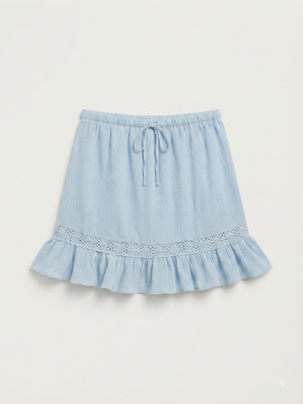 Exist Light Blue Drawstring Ruffle Mini Skirt